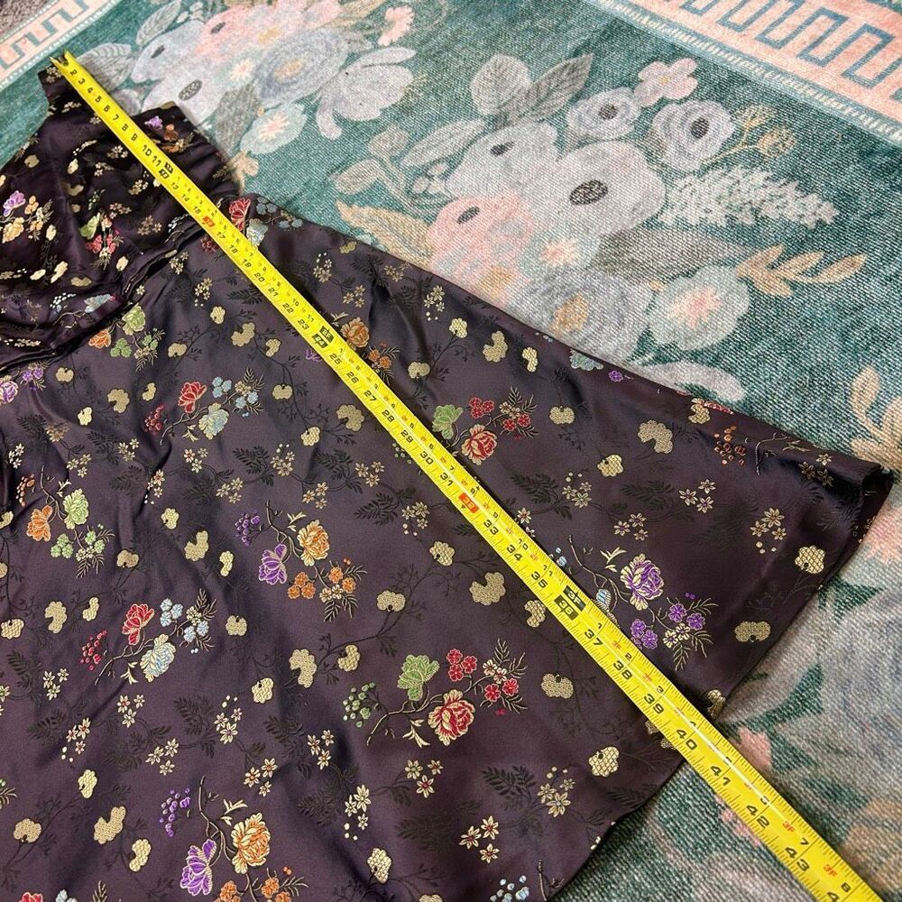 Vintage Yves Cossette Depeche Mode Midi Dress size 6 Black Asian Floral y2k 90s - Picture 6 of 16